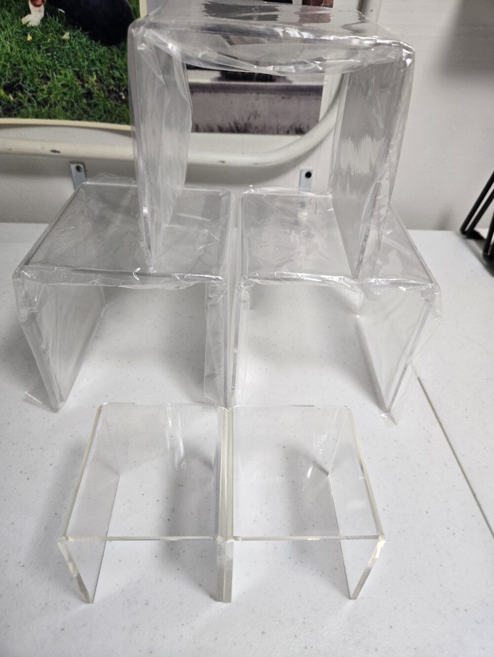 5 Pcs Acrylic Risers for Display. 2 3x3x3 And 3 5x5x5 New.